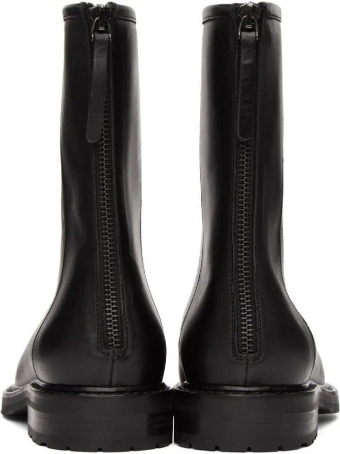 Legres Black Leather Combat Boots