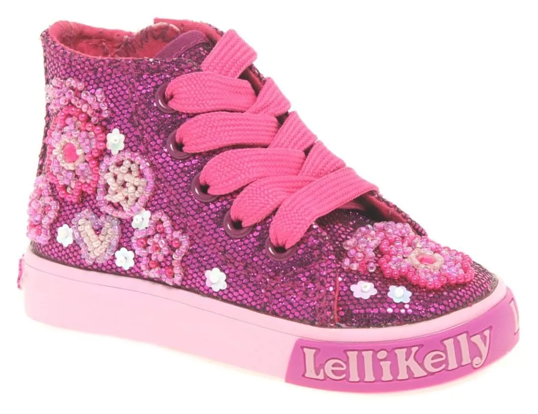 Lelli Kelly LK8091 Olivia Multi Glitter Purple Baby Mid Boots HI-Top