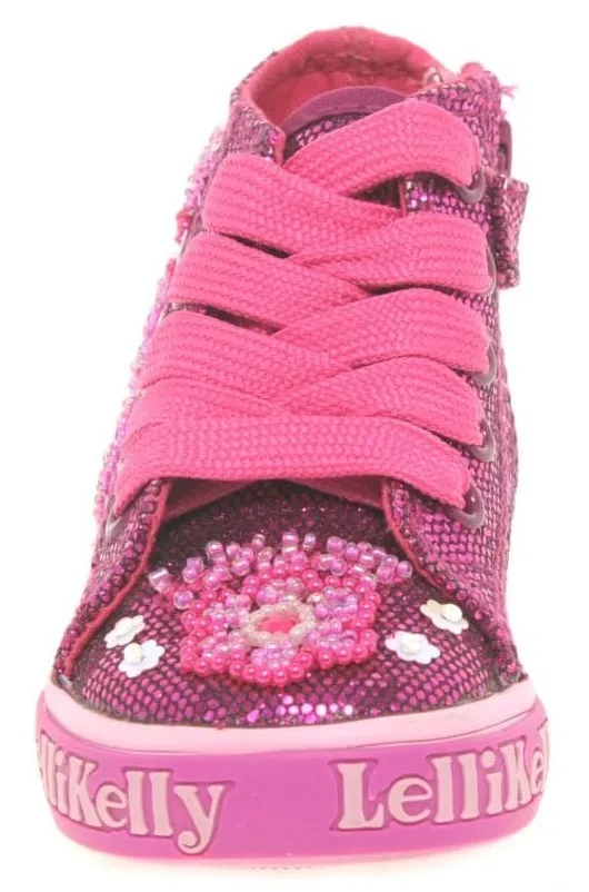 Lelli Kelly LK8091 Olivia Multi Glitter Purple Baby Mid Boots HI-Top