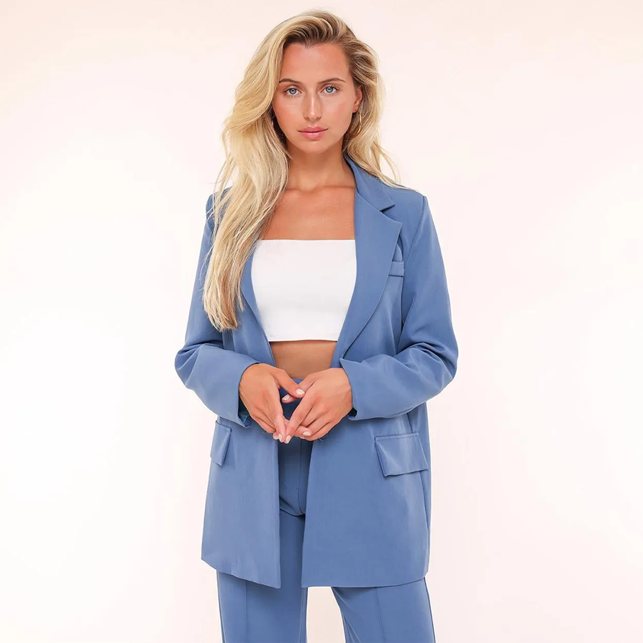 Lichtblauwe Basic Rechte - Blazer