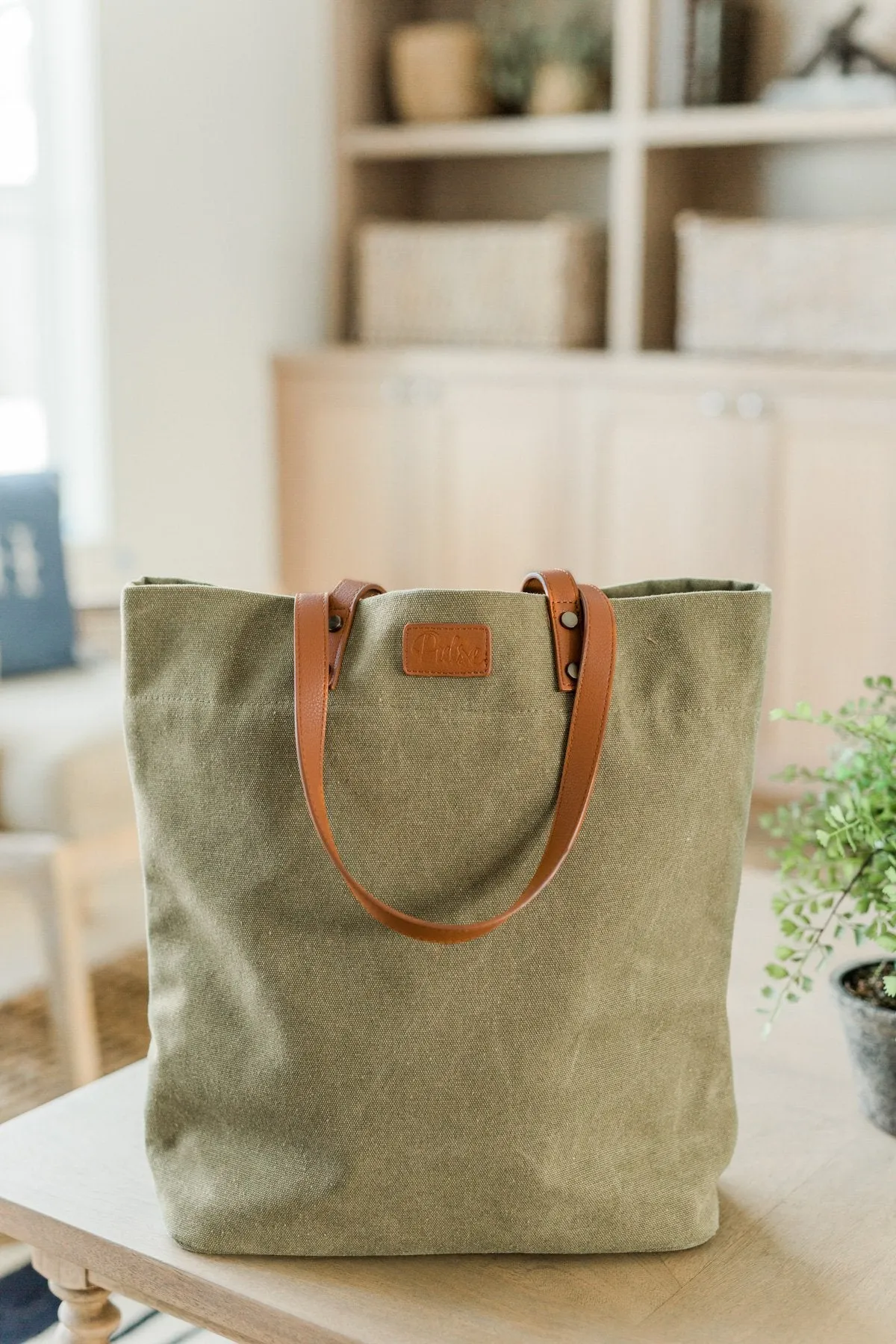 Life's Adventures Canvas Tote- Olive