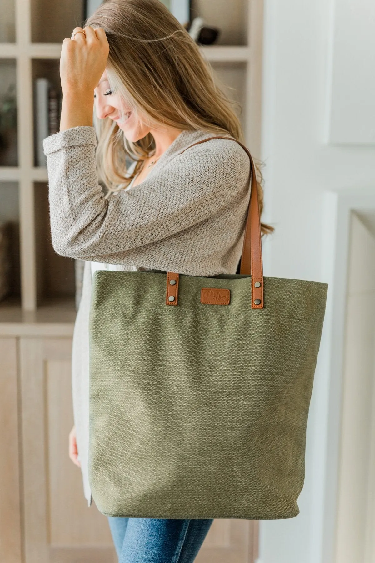 Life's Adventures Canvas Tote- Olive