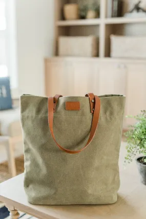 Life's Adventures Canvas Tote- Olive