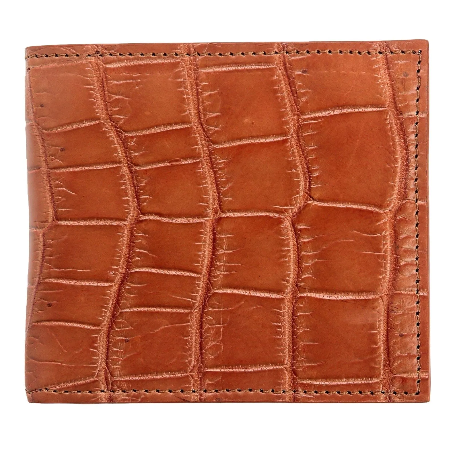 Light Brown Stomach Crocodile Ostrich Skin Leather Wallet