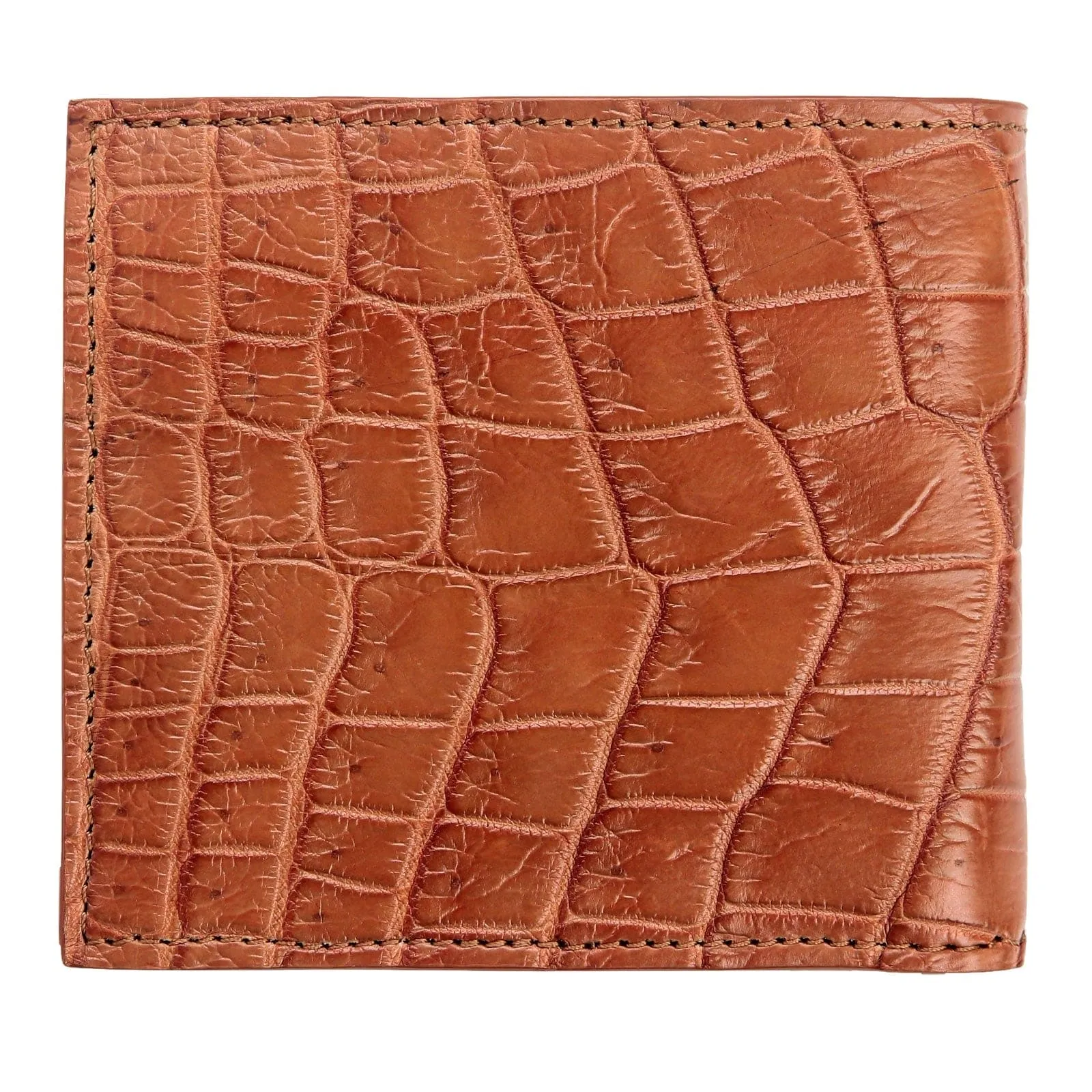 Light Brown Stomach Crocodile Ostrich Skin Leather Wallet