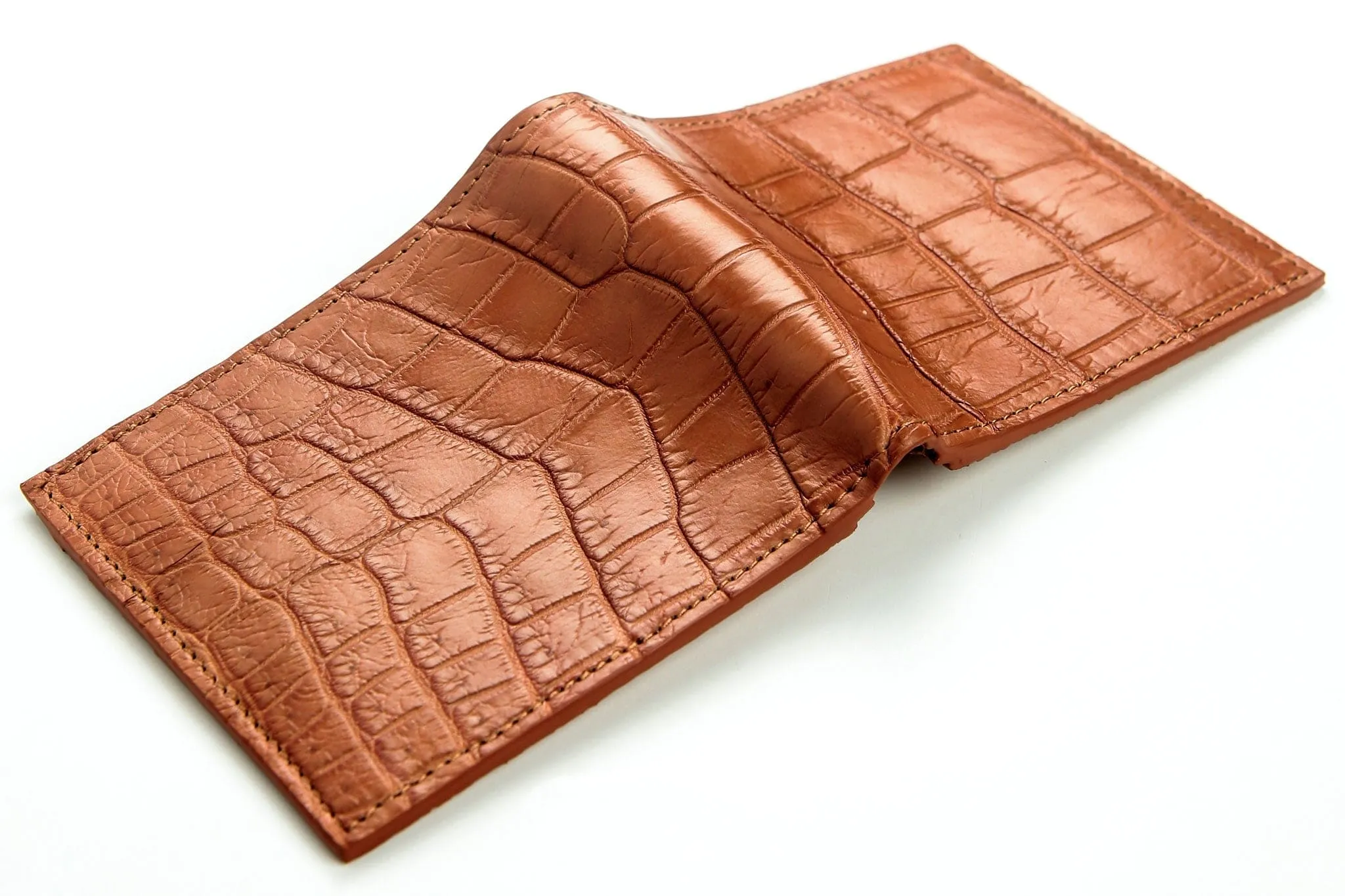 Light Brown Stomach Crocodile Ostrich Skin Leather Wallet