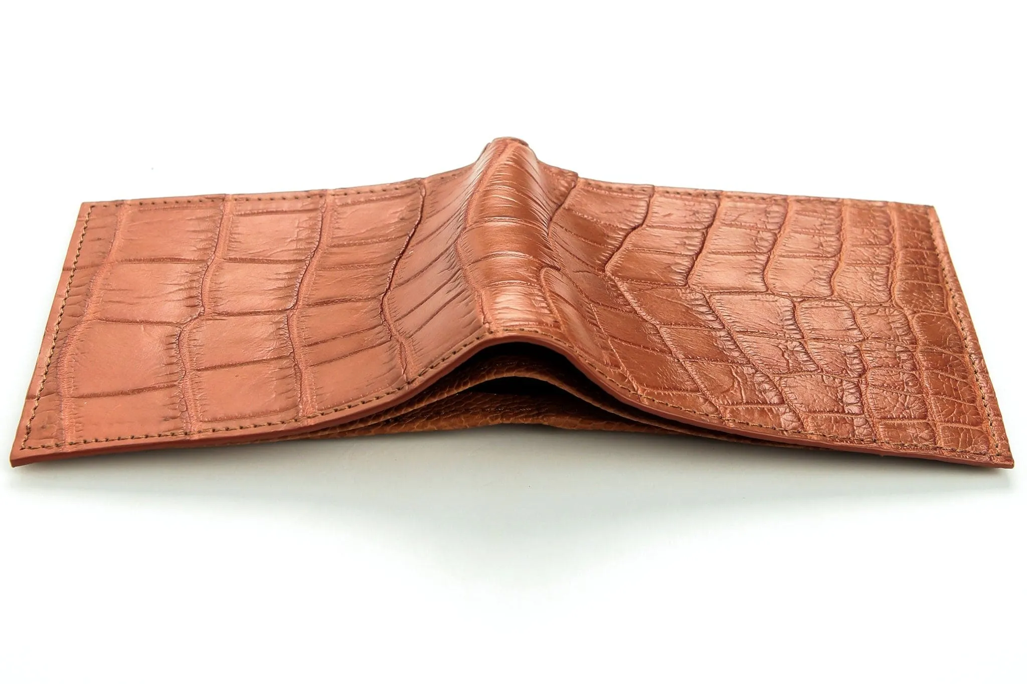 Light Brown Stomach Crocodile Ostrich Skin Leather Wallet