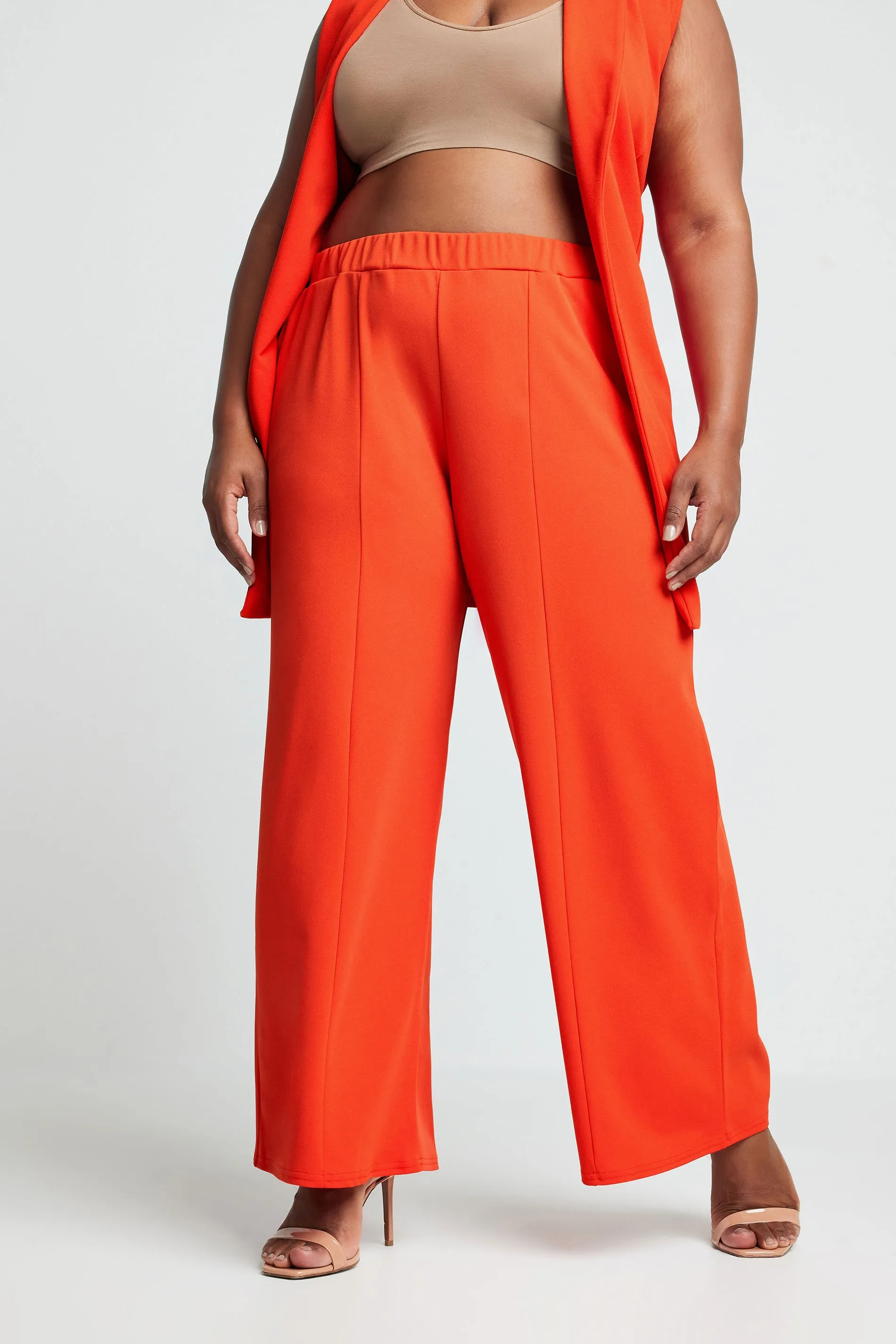 LIMITED COLLECTION Curve Bright Orange Wide Leg Trousers