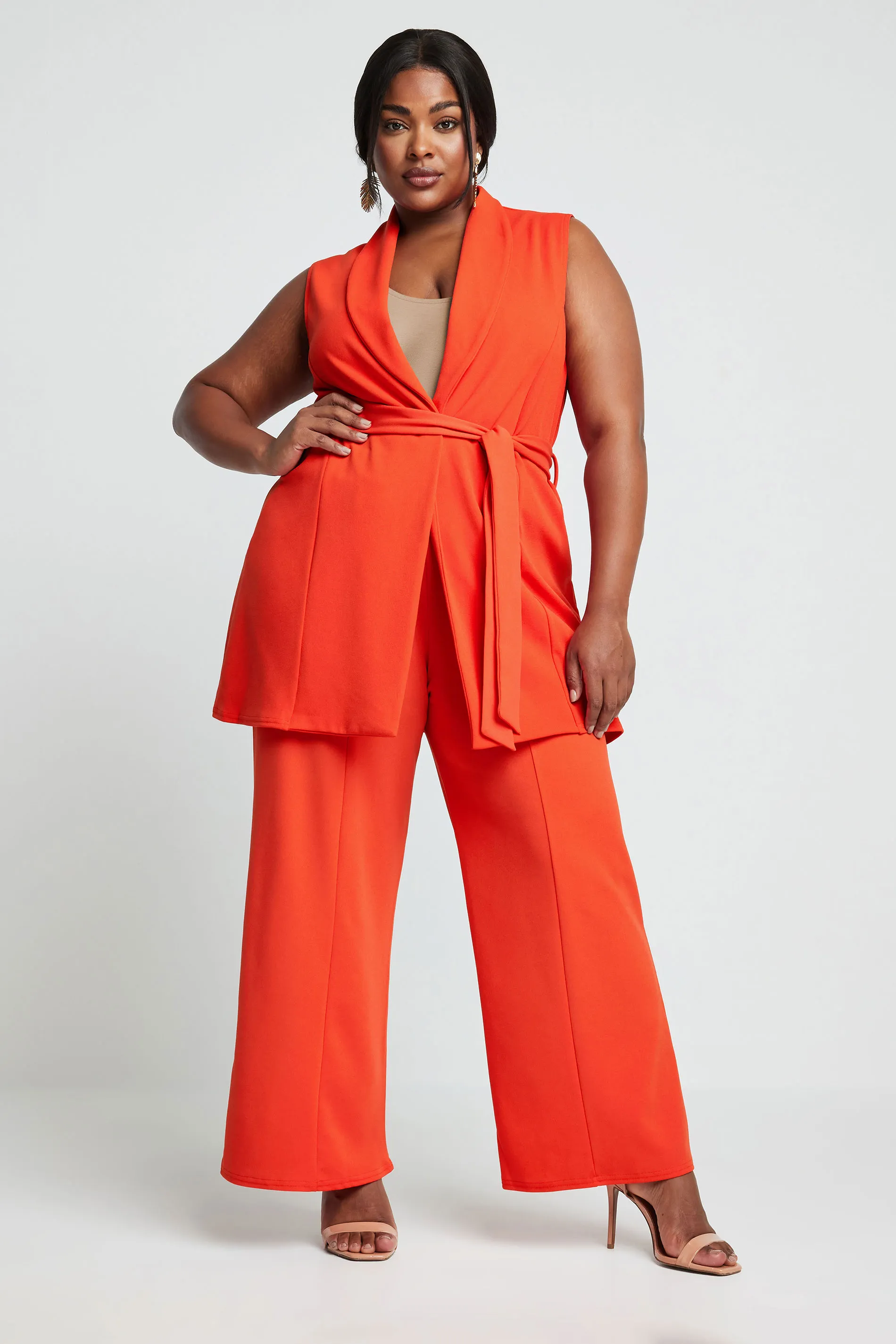 LIMITED COLLECTION Curve Bright Orange Wide Leg Trousers