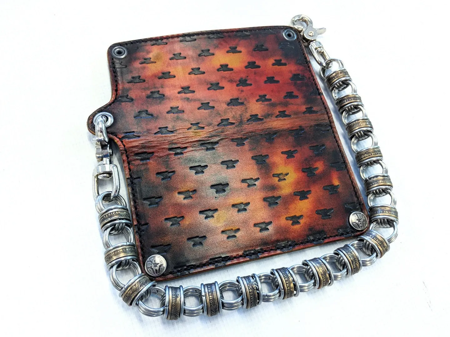 Long Biker Leather Chain Wallet - Inferno