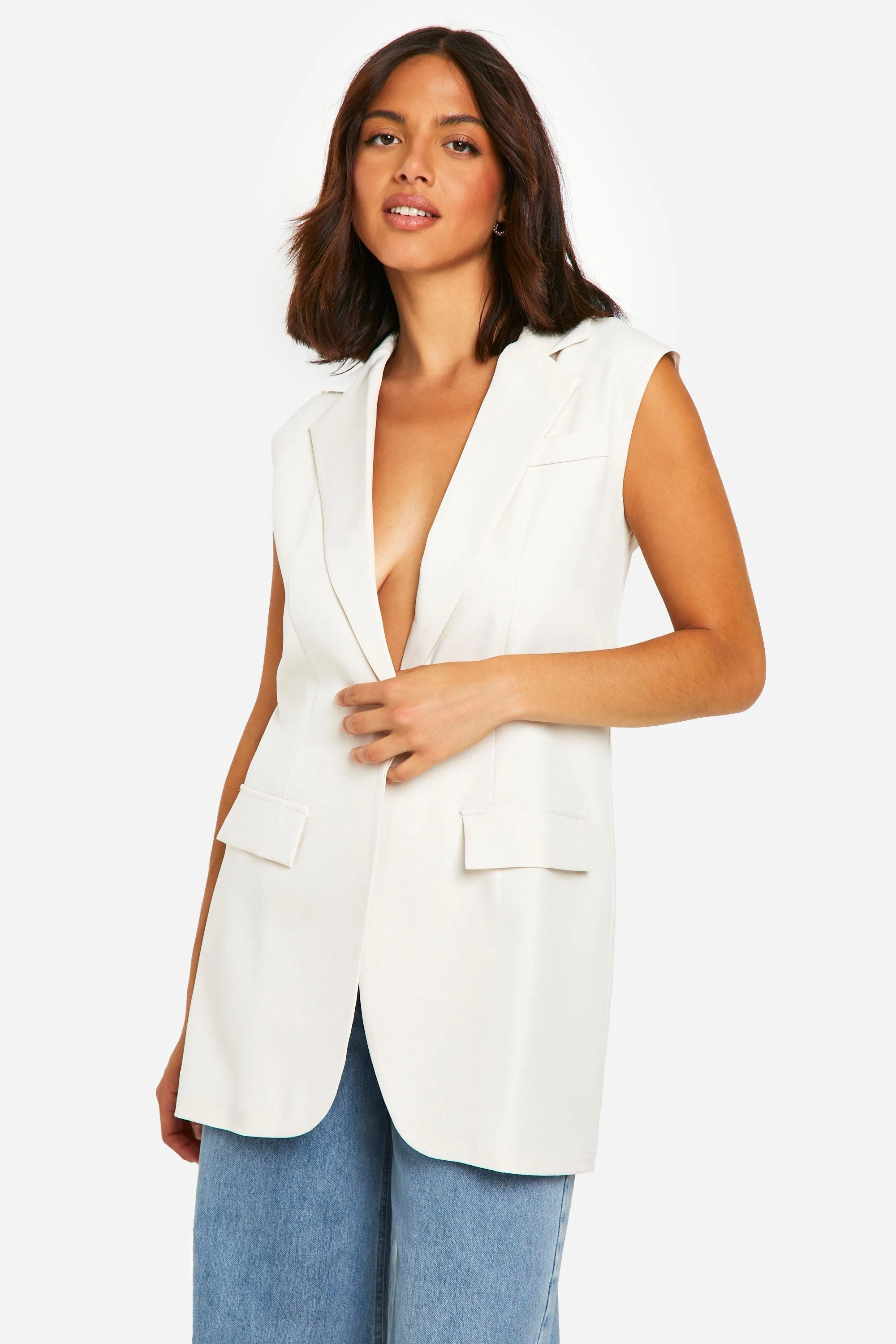 Longline Sleeveless Blazer