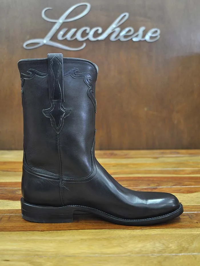 Lucchese L3556.RR Mens Classic Buffalo Calf Roper Boots Black