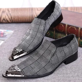 Men's Elegant Business Genuine Leather Pointed Iron Toe Oxford Shoes