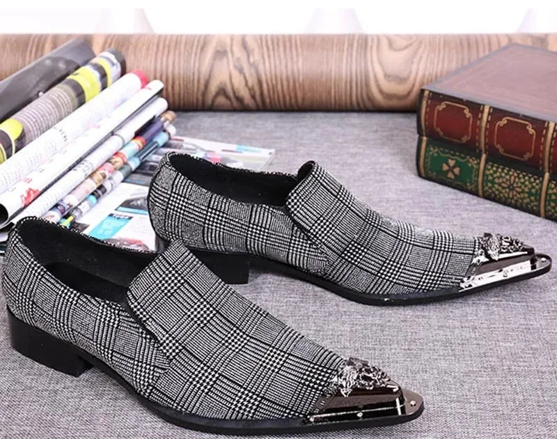 Men's Elegant Business Genuine Leather Pointed Iron Toe Oxford Shoes