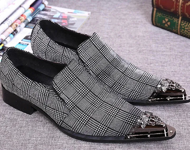 Men's Elegant Business Genuine Leather Pointed Iron Toe Oxford Shoes