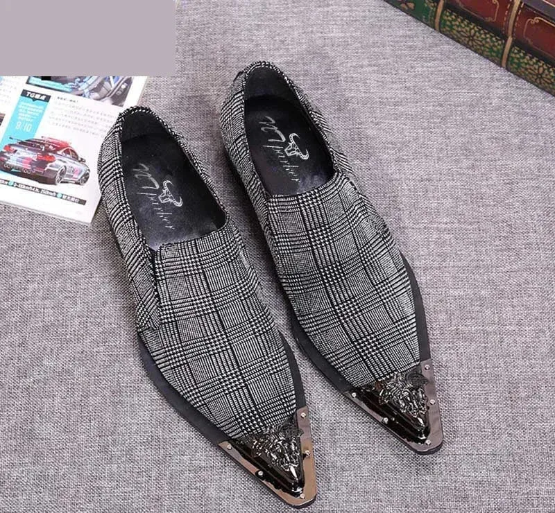 Men's Elegant Business Genuine Leather Pointed Iron Toe Oxford Shoes