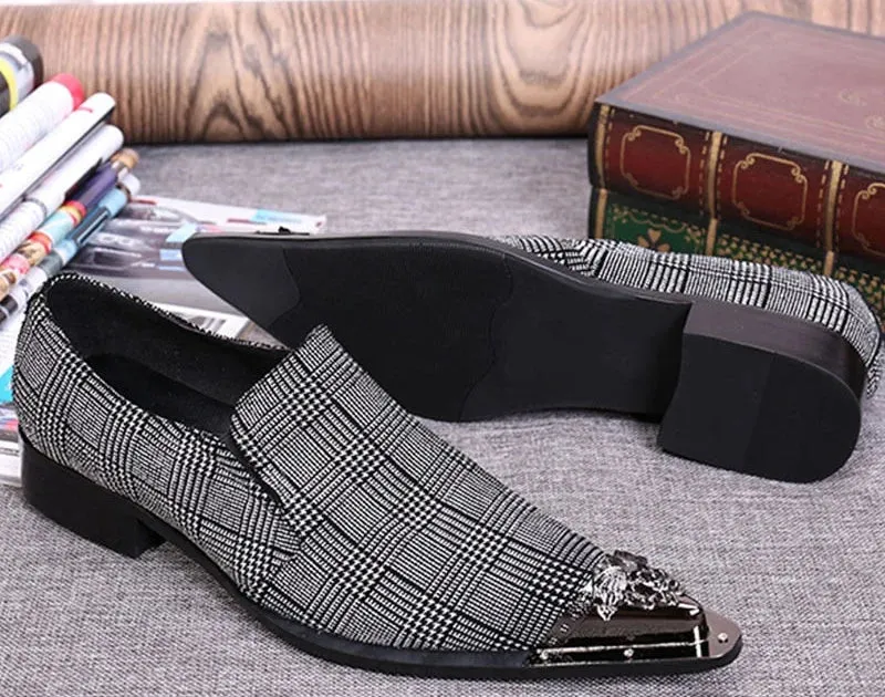 Men's Elegant Business Genuine Leather Pointed Iron Toe Oxford Shoes