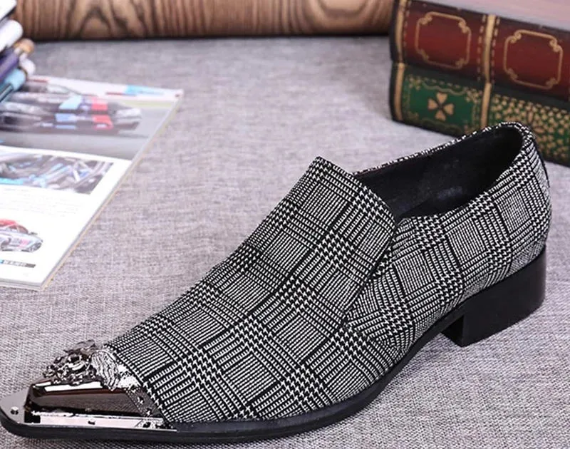 Men's Elegant Business Genuine Leather Pointed Iron Toe Oxford Shoes