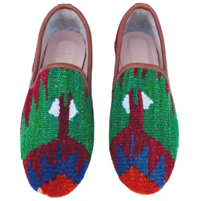 Men's Turkish Kilim Loafer Green with Accents