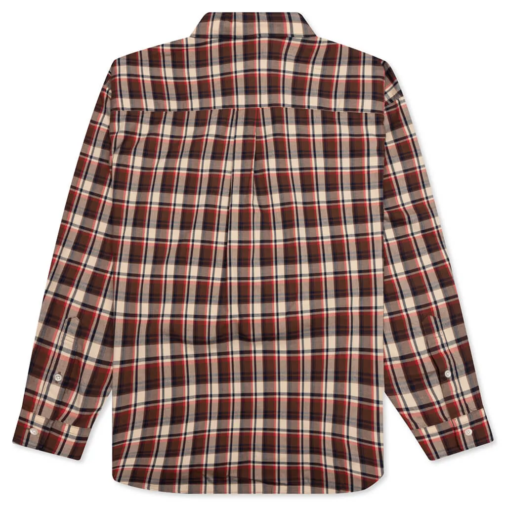 Mini Bape Check Loose Fit Shirt - Red