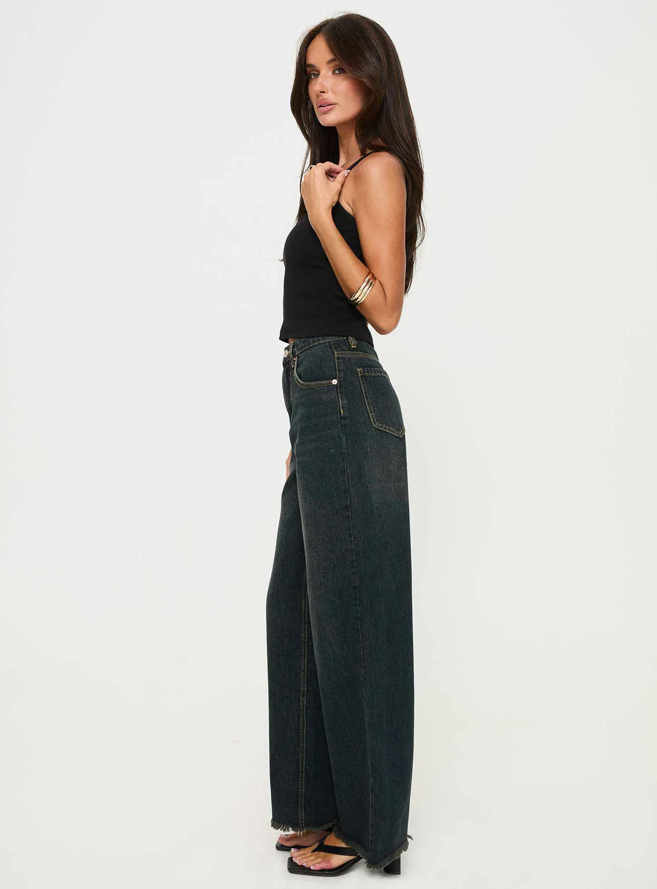 Morris Mid Rise Wide Leg Denim Jean Grunge Wash