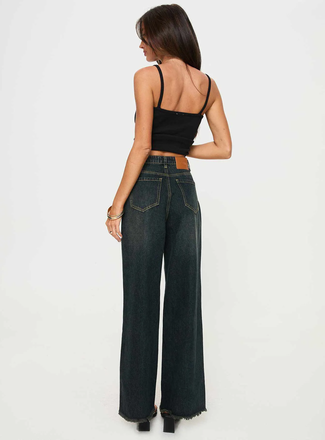 Morris Mid Rise Wide Leg Denim Jean Grunge Wash