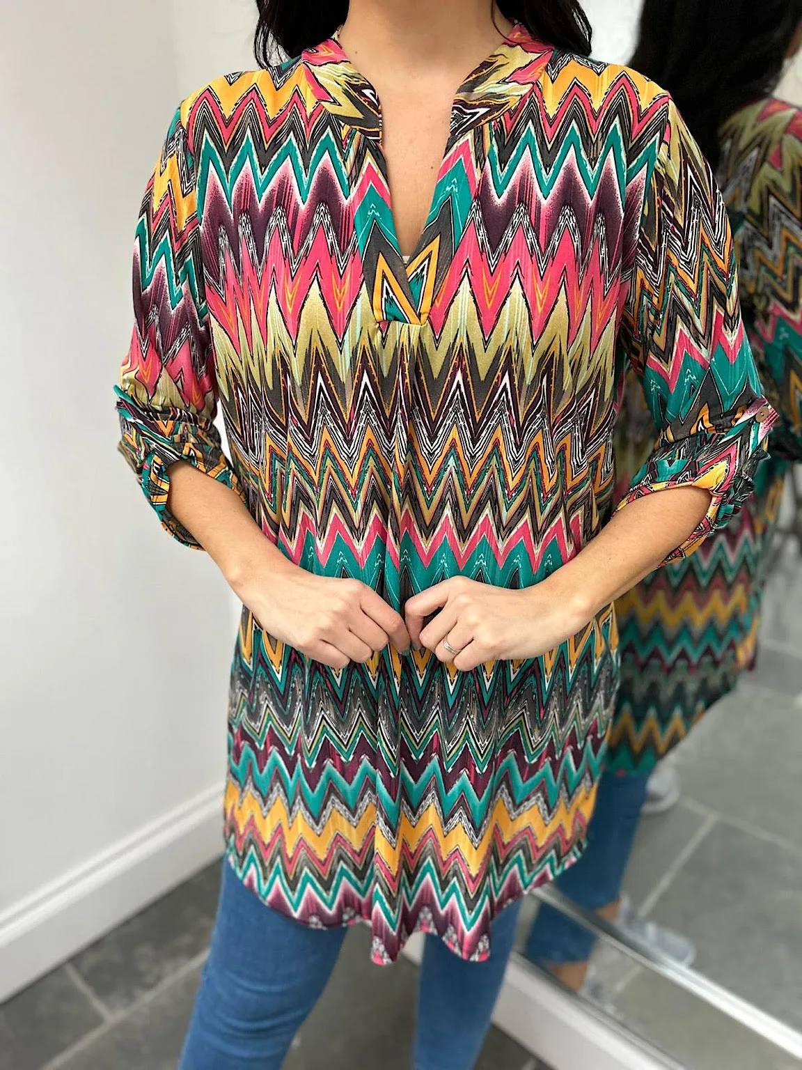 Multicolour Zig Zig Pattern Tunic Gloria