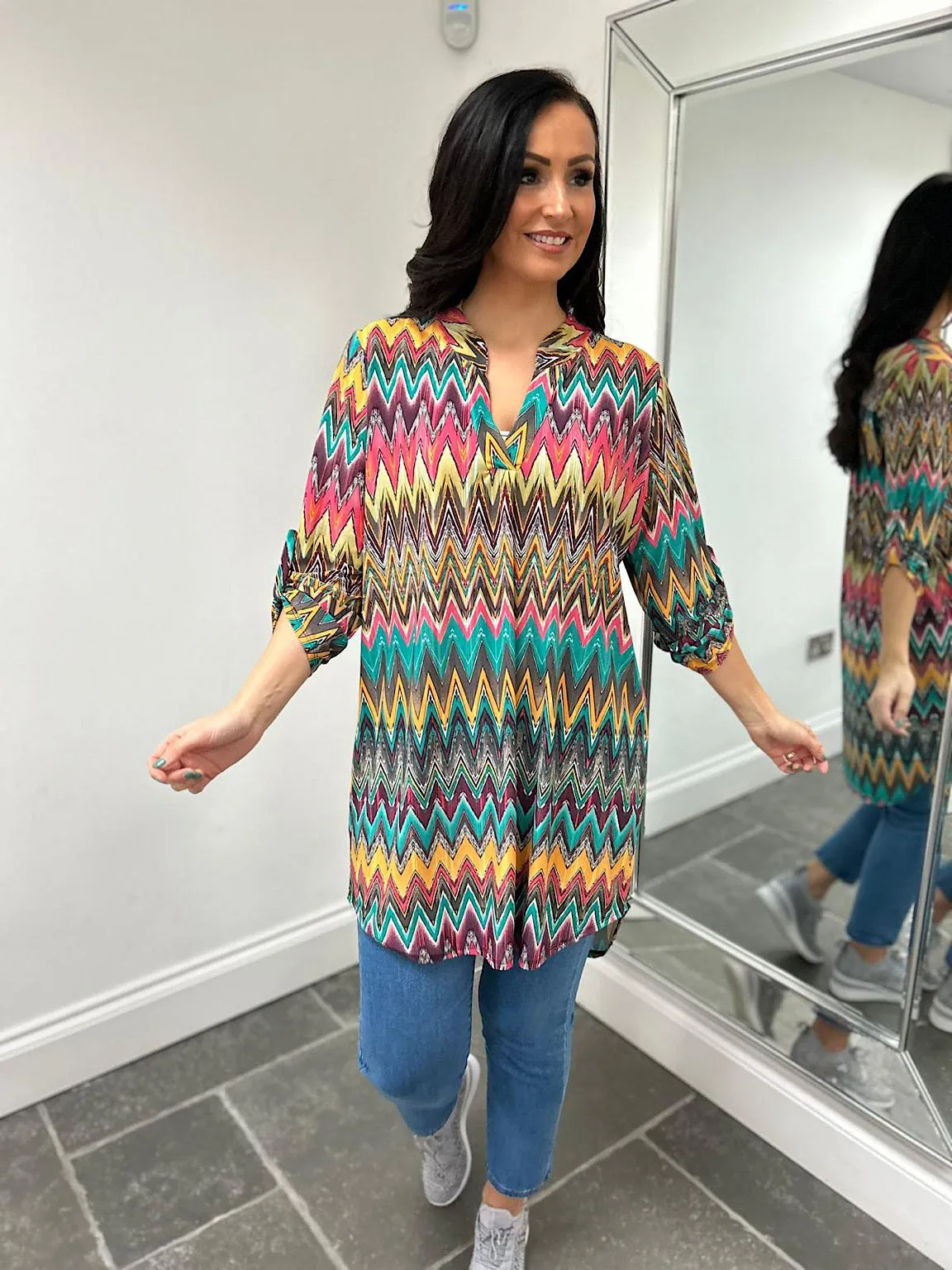 Multicolour Zig Zig Pattern Tunic Gloria