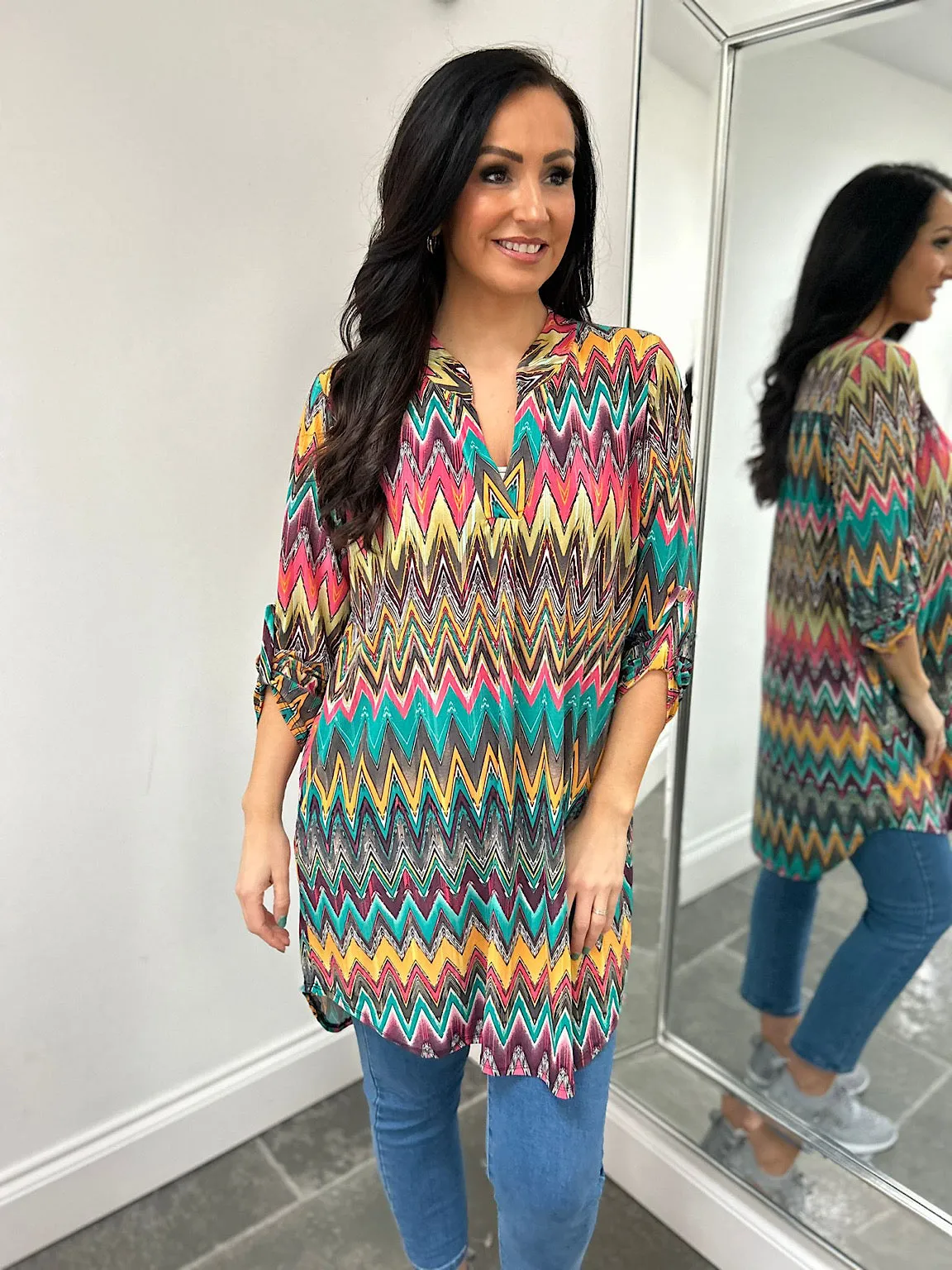 Multicolour Zig Zig Pattern Tunic Gloria