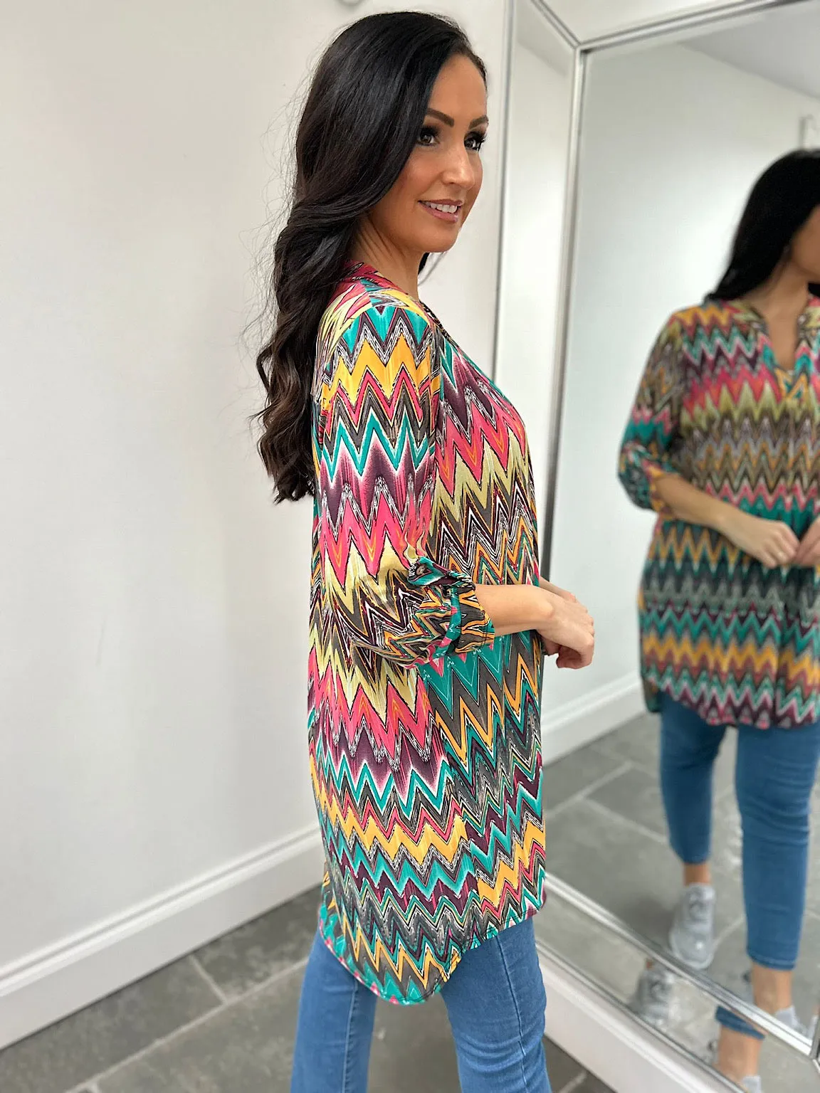 Multicolour Zig Zig Pattern Tunic Gloria