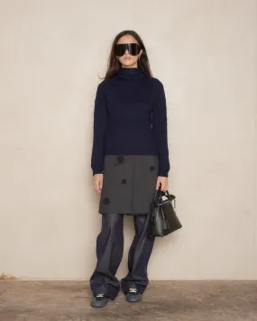 Navy High Neck Knit Sweater