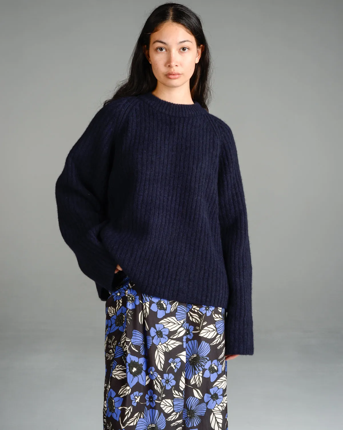 Navy Kalm Chunky Rib Sweater