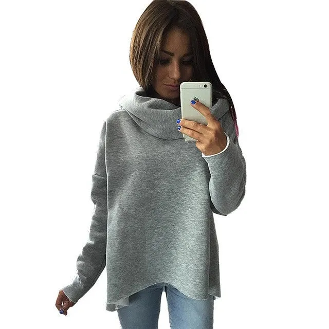 New Arrival Christmas Women Winter Hoodies Cotton Scarf Collar Long Sleeve Fashion Style Autumn Sweatshirts 70066 GS