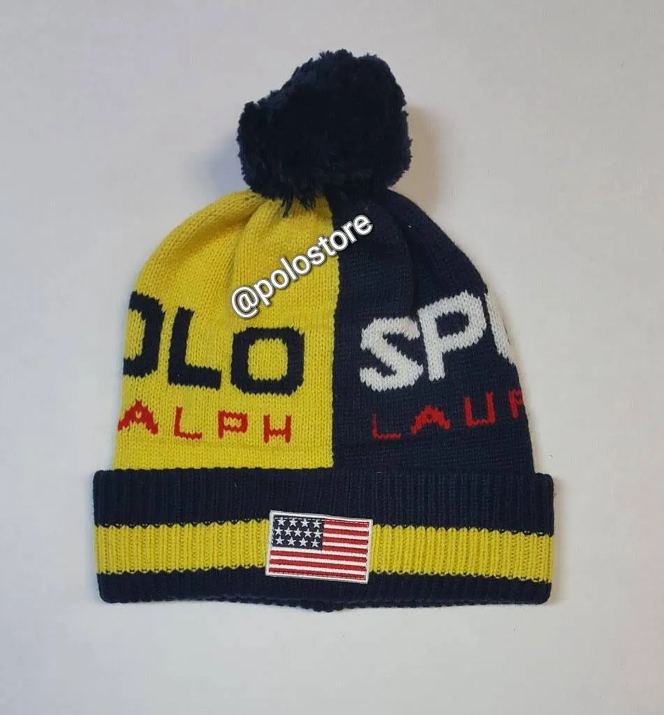 Nwt Polo Ralph Lauren Yellow/Navy Polo Sport Skully