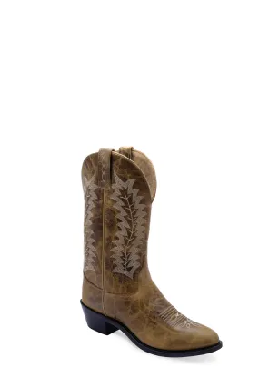 Old West Womens Western Burnt Tan Leather Cowboy Boots 5.5 M