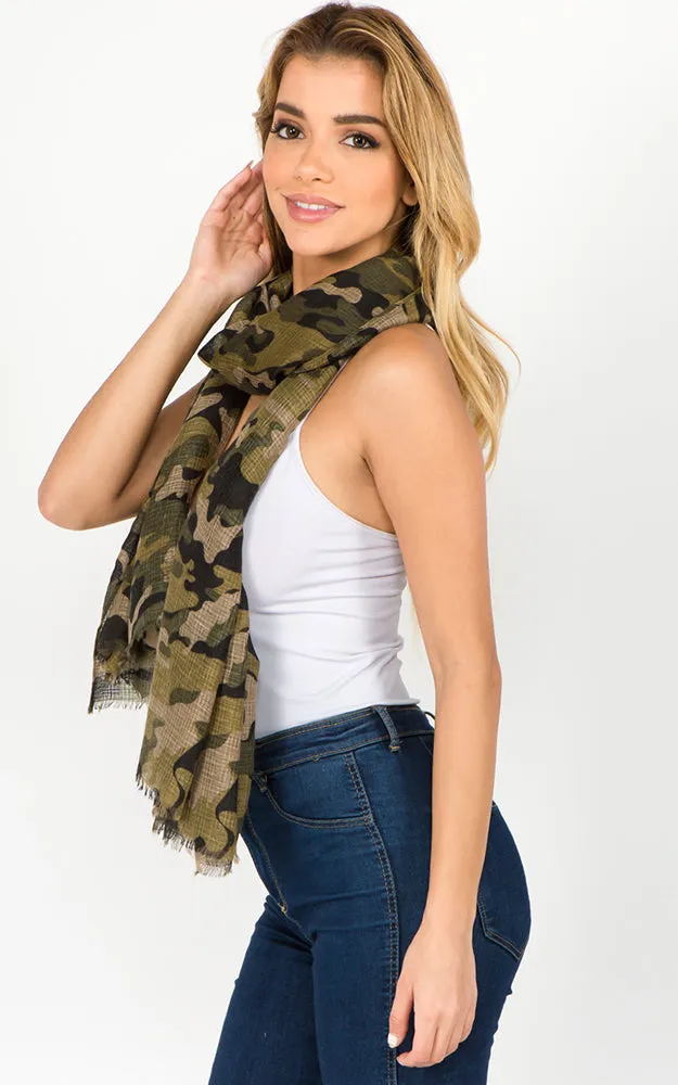 OP1C68 Camouflage Pattern Print Oblong Scarf