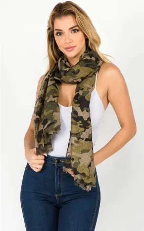 OP1C68 Camouflage Pattern Print Oblong Scarf