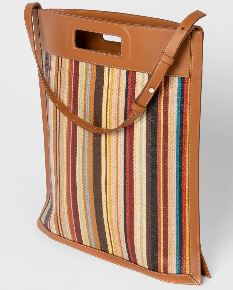 Paul Smith - 'Signature Stripe' Raffia Tote Bag