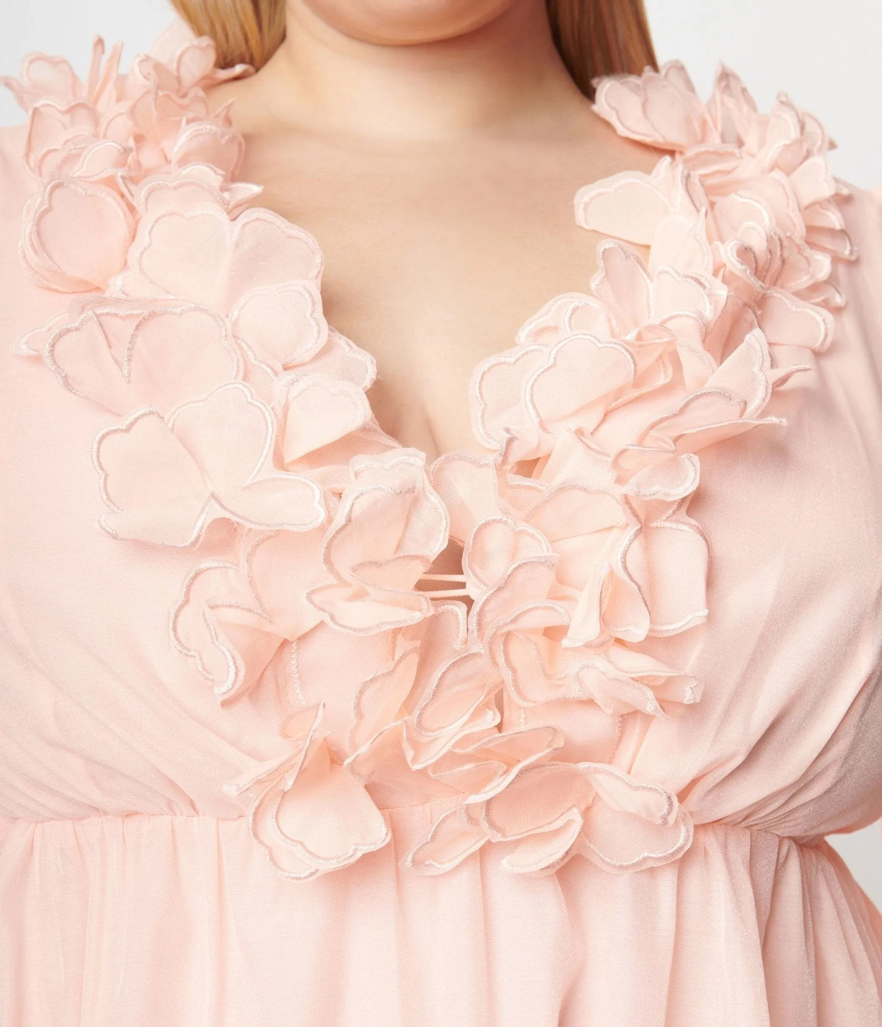 Peach Ruffled Maxi Dress