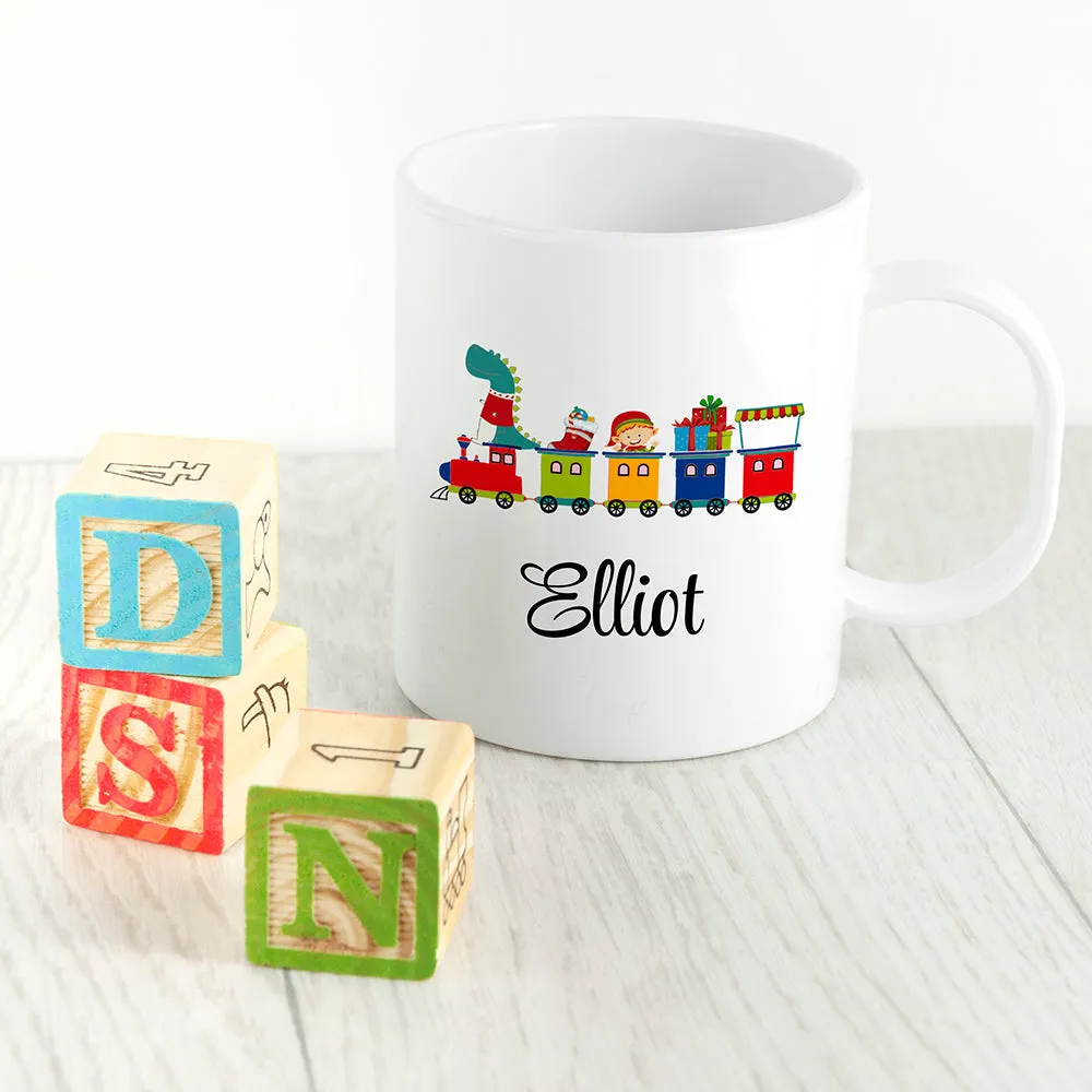 Personalised Christmas Train Kids Polymer Mug