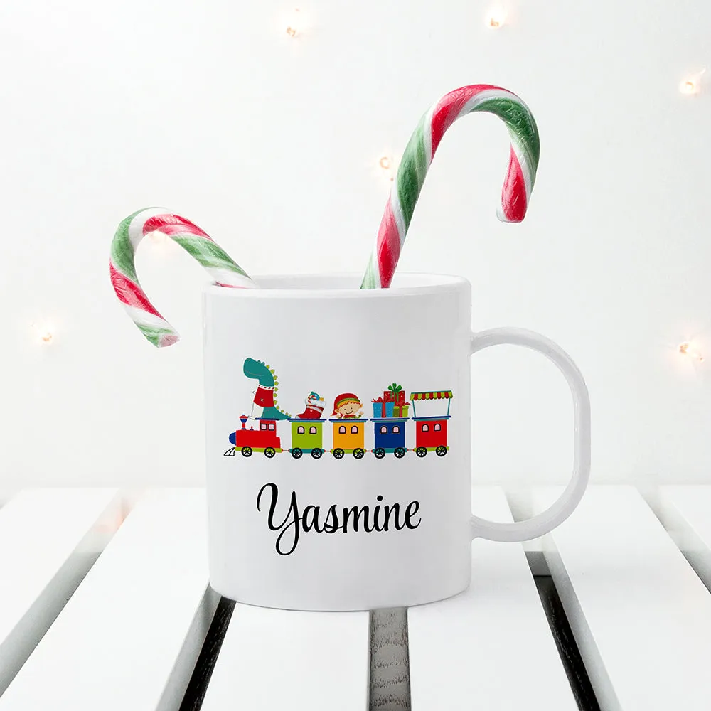 Personalised Christmas Train Kids Polymer Mug