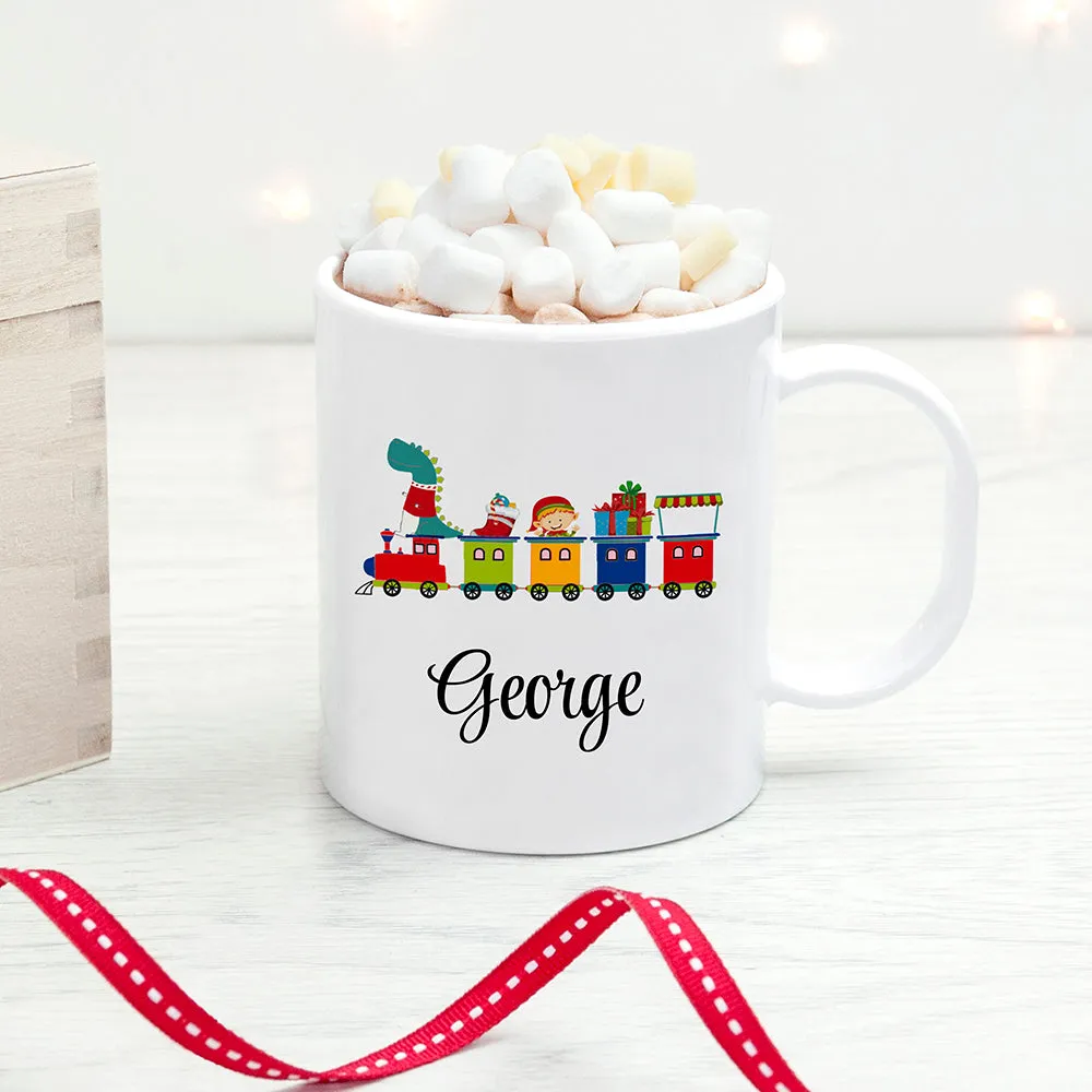 Personalised Christmas Train Kids Polymer Mug