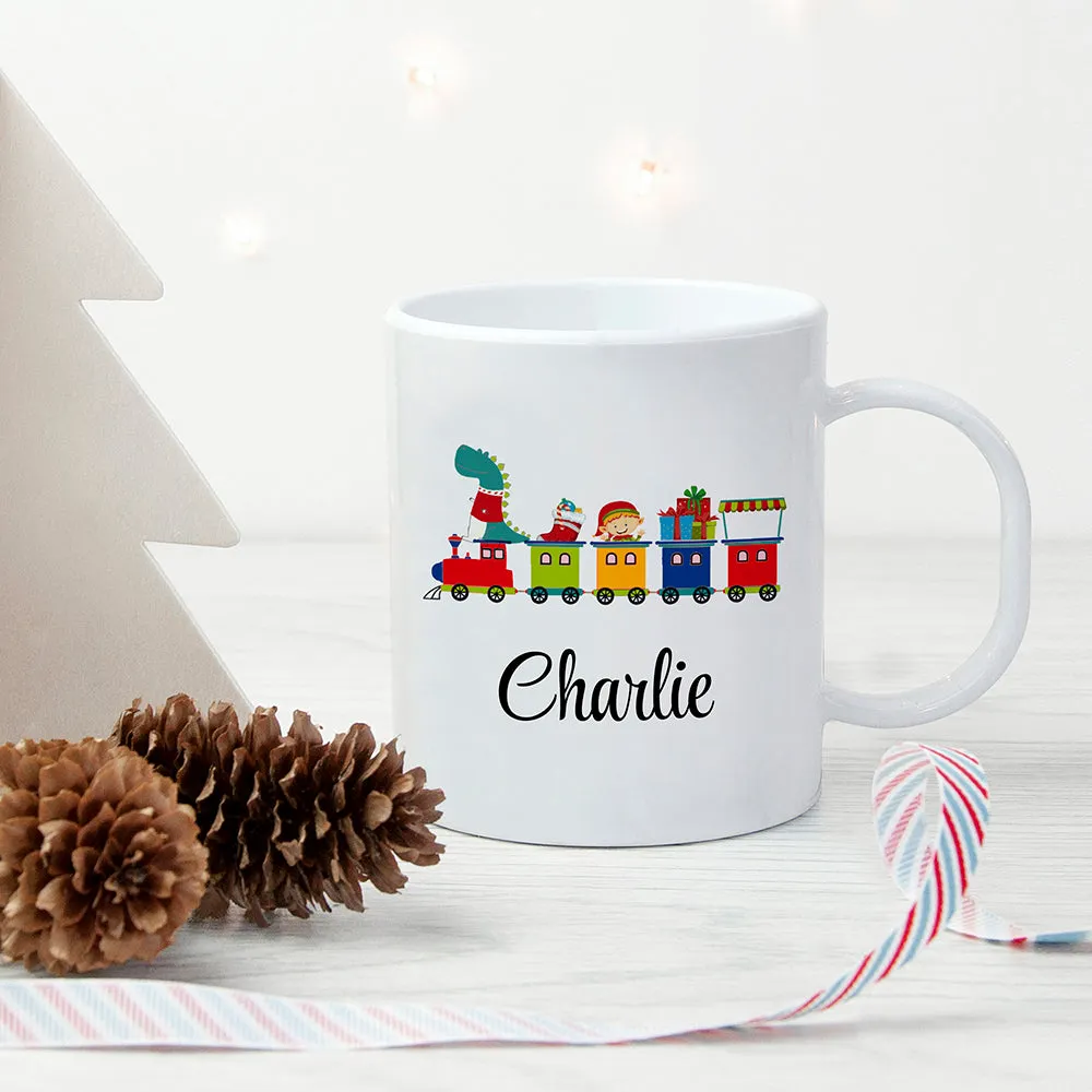 Personalised Christmas Train Kids Polymer Mug