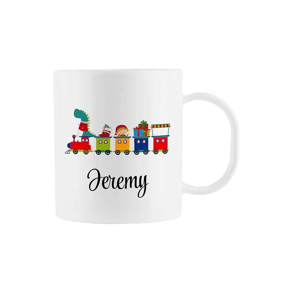 Personalised Christmas Train Kids Polymer Mug