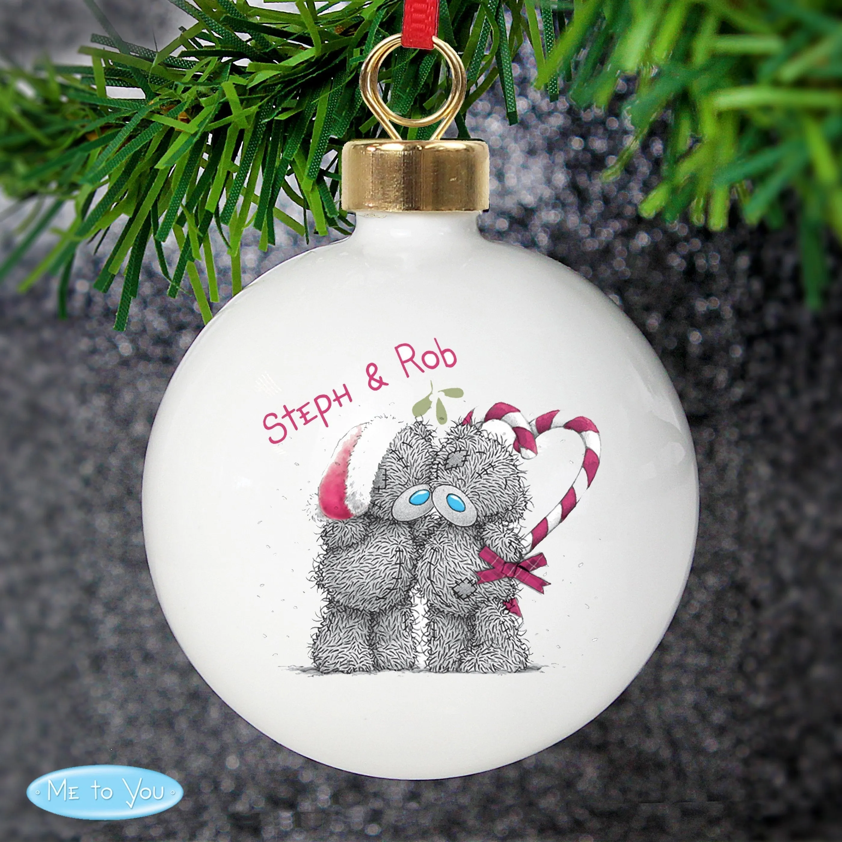 Personalised Me To You Couple Christmas Bauble