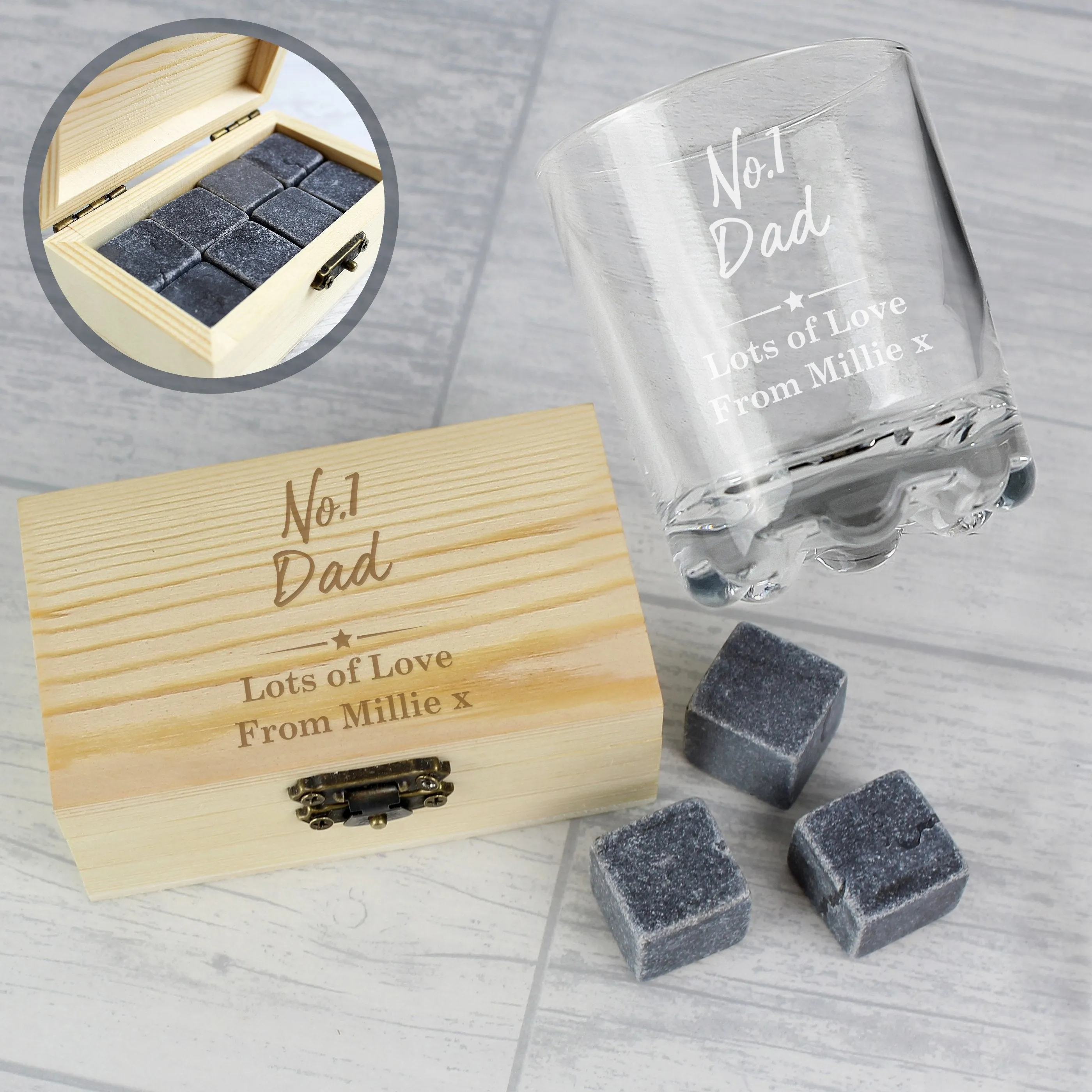 Personalised No.1 Cooling Stones & Glass Set