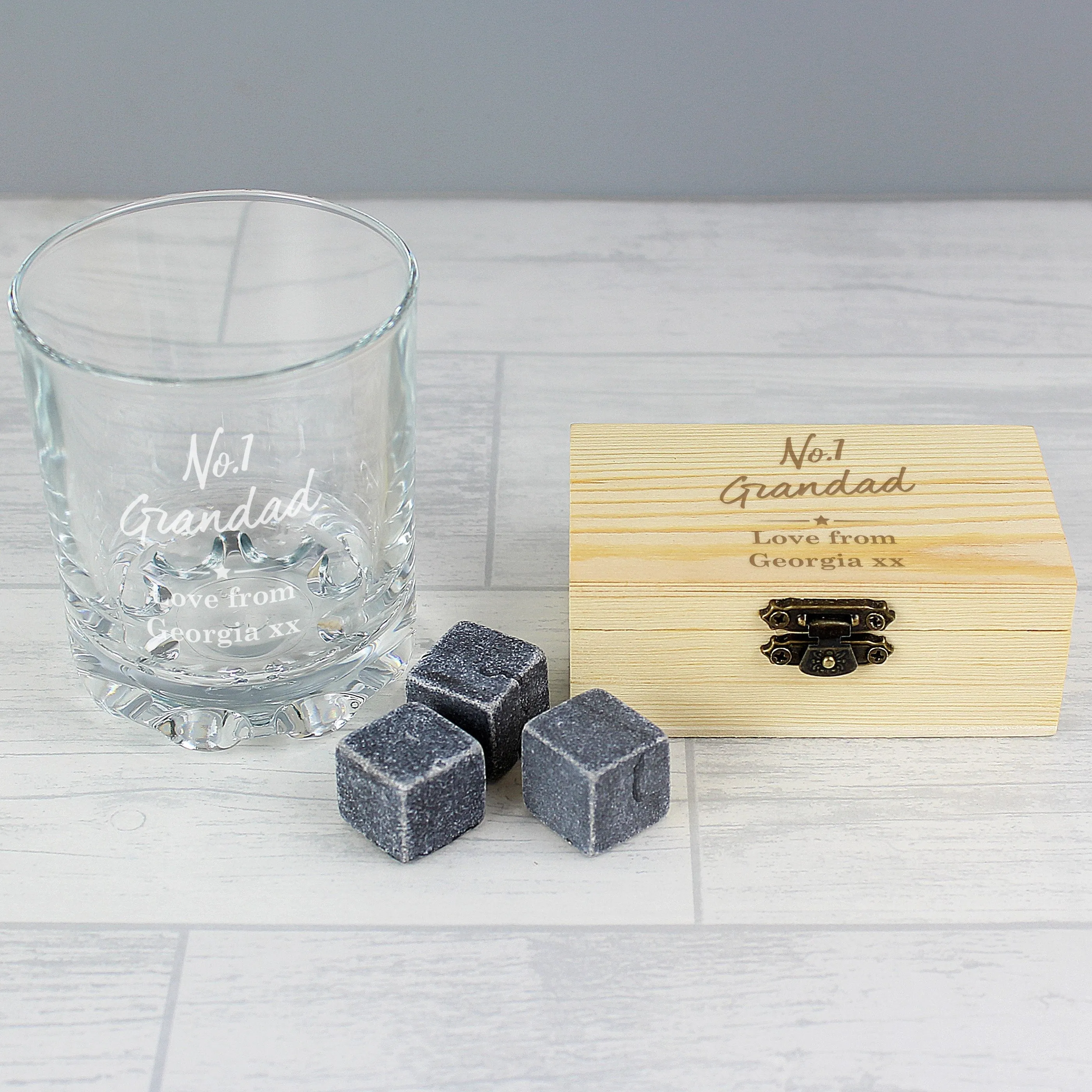 Personalised No.1 Cooling Stones & Glass Set