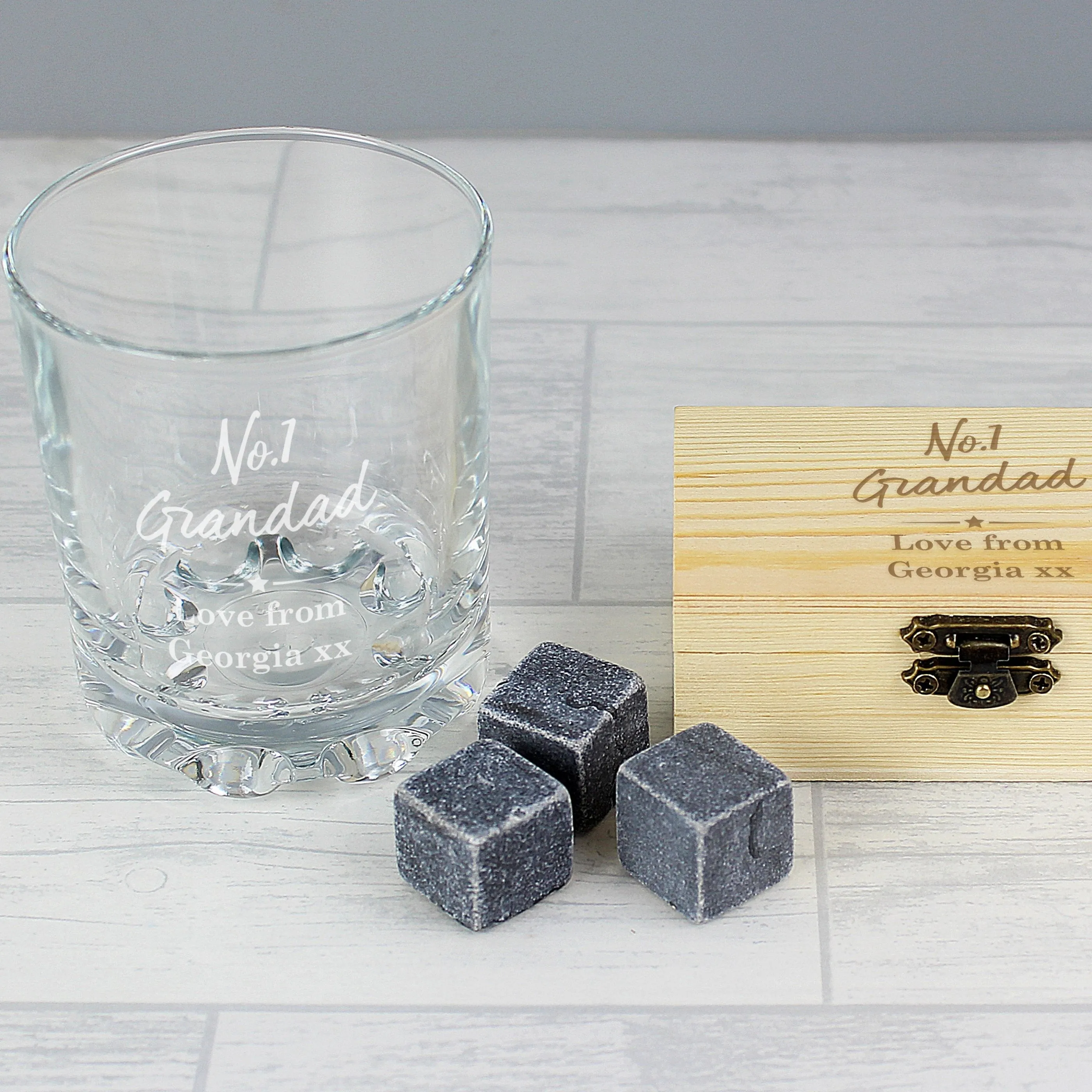 Personalised No.1 Cooling Stones & Glass Set