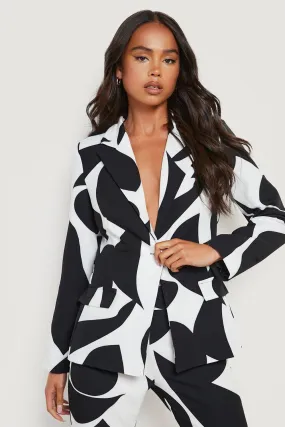 Petite Abstract Print Fitted Blazer