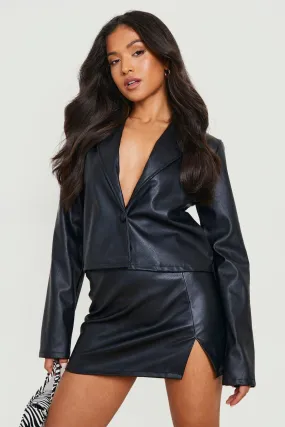 Petite Pu Crop Blazer